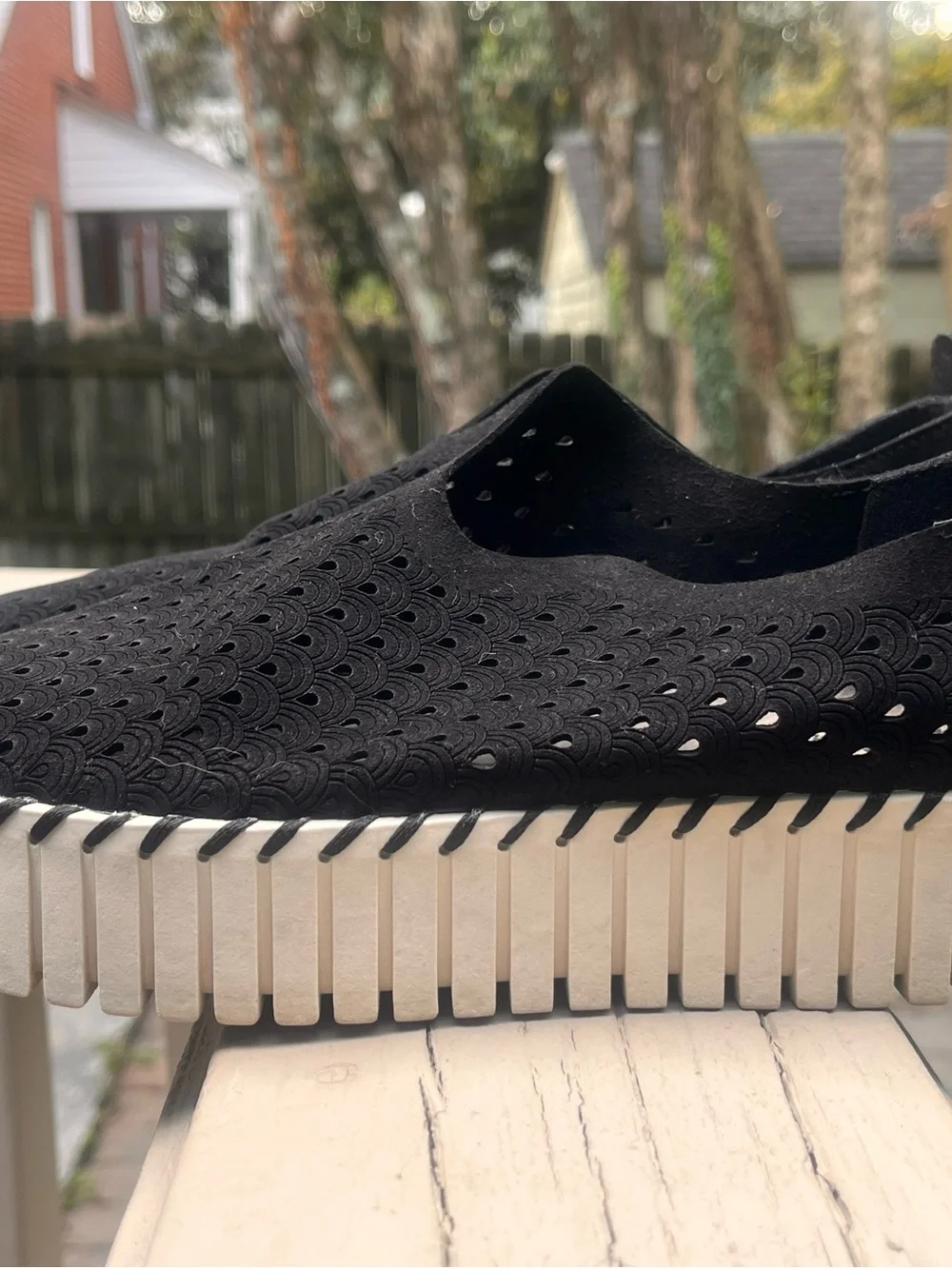 Tommy Bahama Black Perforated Slip-Ons with White Soles (Sz 9)